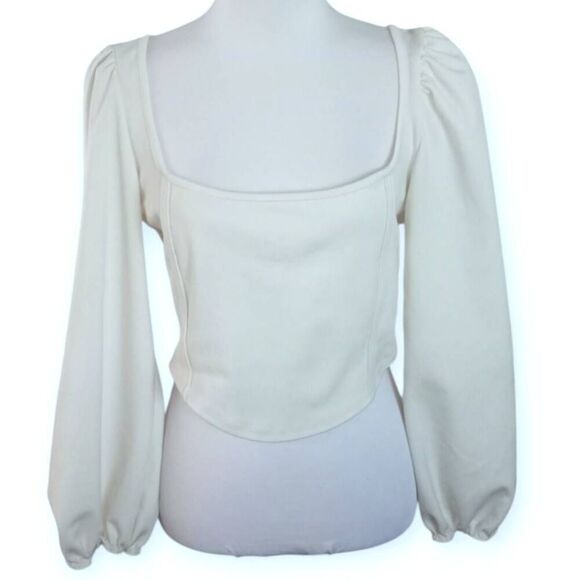 PRETTY LITTLE THING IVORY CROP TOP SZ.10 EUC. - Picture 3 of 8